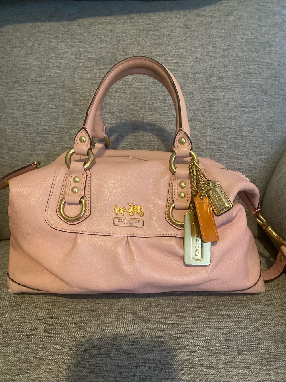 Coach Sabrina Blush Pink 2 Way Leather Satchel with Gold-Tone Hardware
